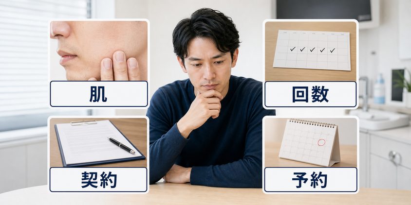 ヒゲ脱毛で後悔を減らすために確認する肌・回数・契約・予約の4項目