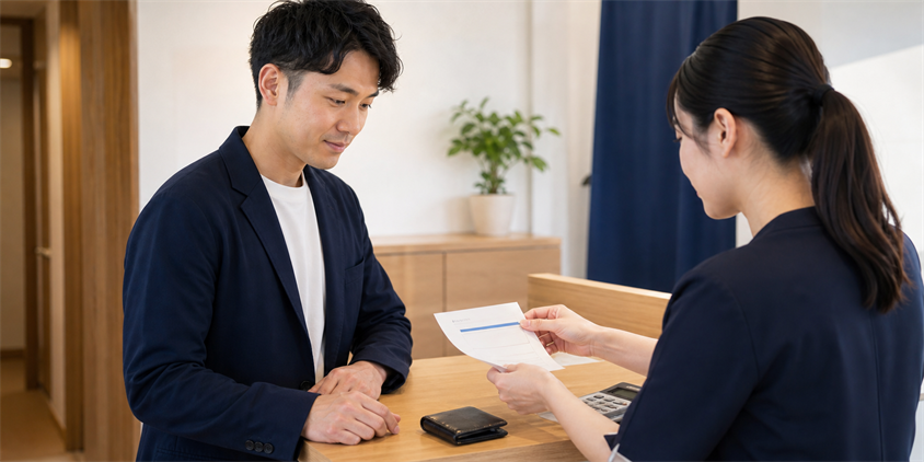 都度払いのヒゲ脱毛料金を1回ずつ確認する男性