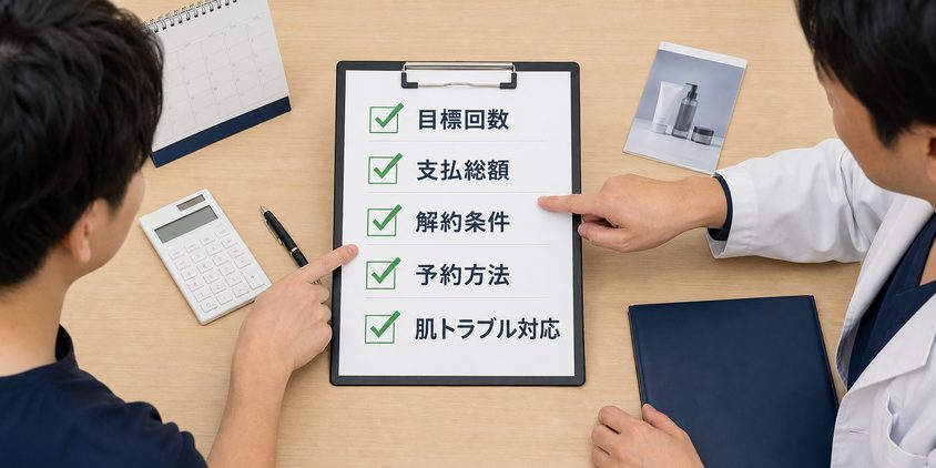 ヒゲ脱毛の契約前に確認したい目標回数・支払総額・解約条件・予約方法・肌トラブル対応のチェックリスト