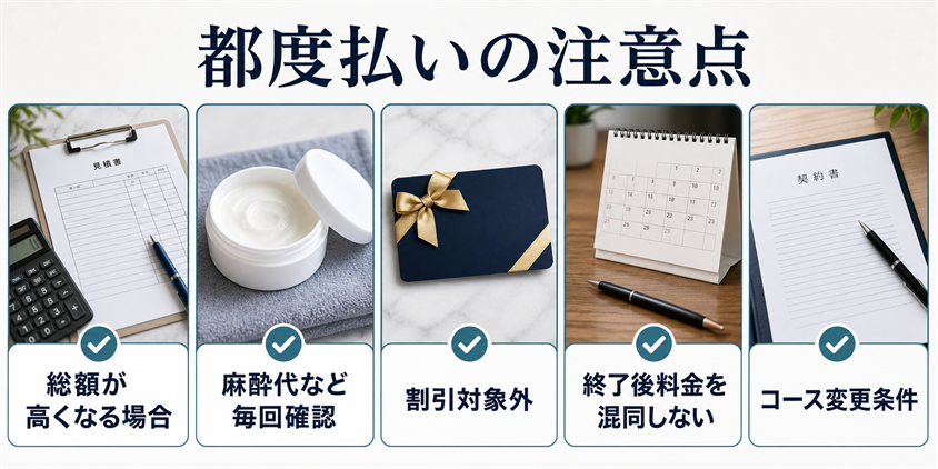 ヒゲ脱毛の都度払いで確認すべき注意点の図解