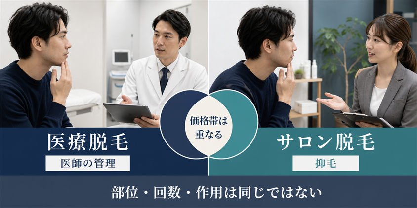 医療脱毛とサロン脱毛の総額比較図