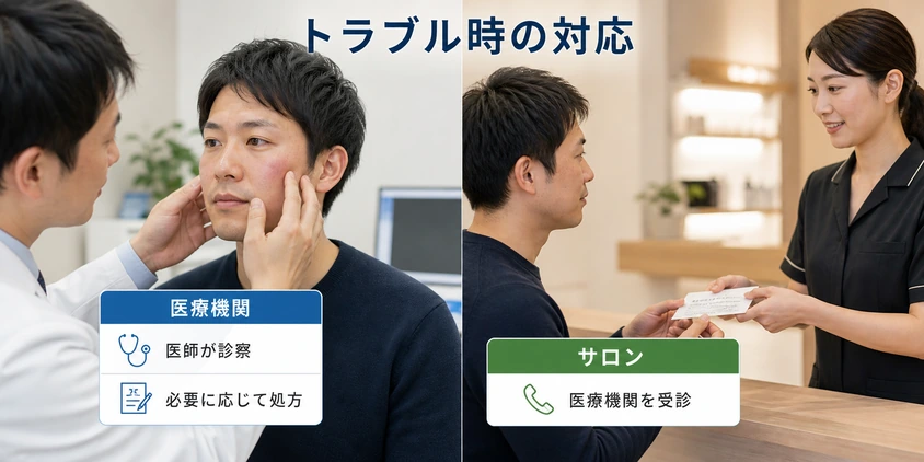 医療機関とサロンで異なる肌トラブル時の対応