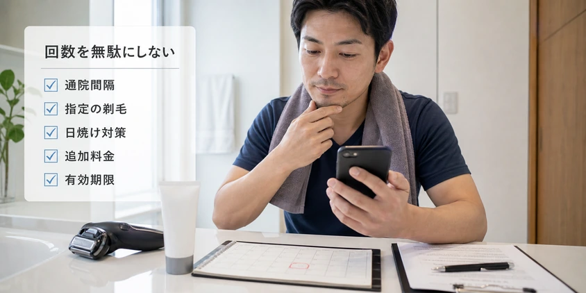 ヒゲ脱毛の回数を無駄にしないための確認項目