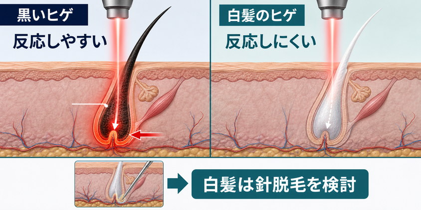 黒いヒゲと白髪で医療レーザーの反応が異なる仕組み