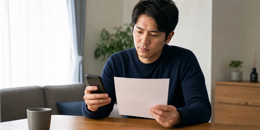 ゴリラクリニックの口コミを比較して契約条件を確認する男性