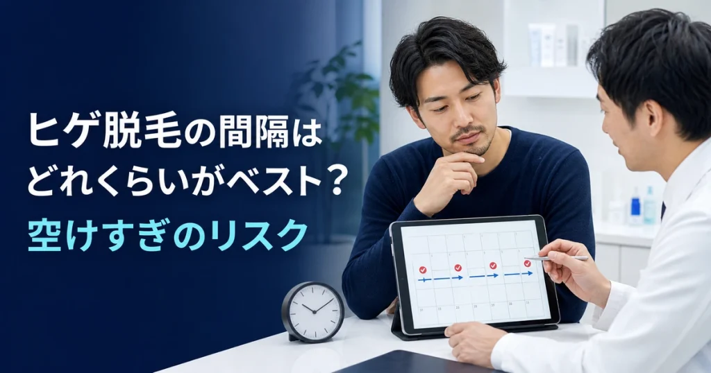 ヒゲ脱毛の適切な通院間隔を医師と確認する男性