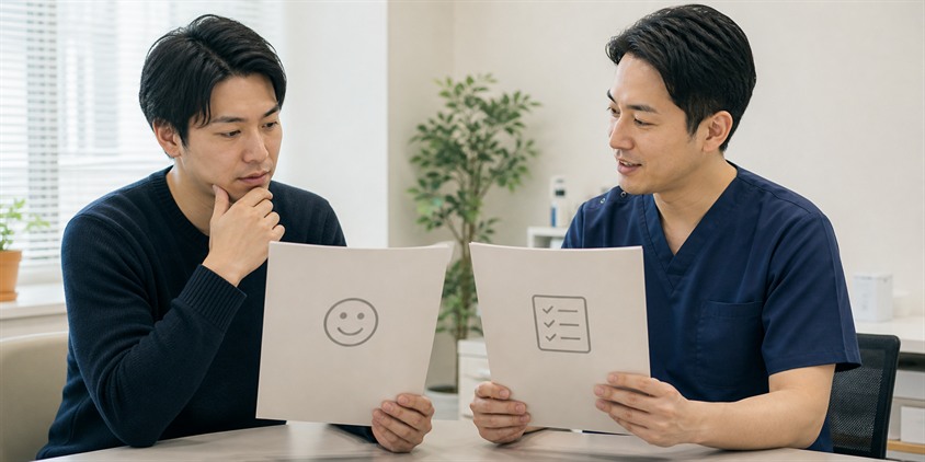 ヒゲ脱毛とセットプランを比較する男性