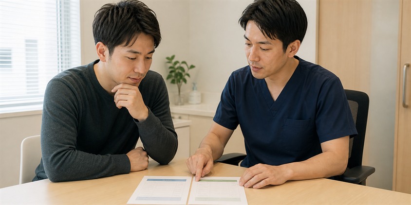 メンズリゼのヒゲ脱毛プランを比較する男性
